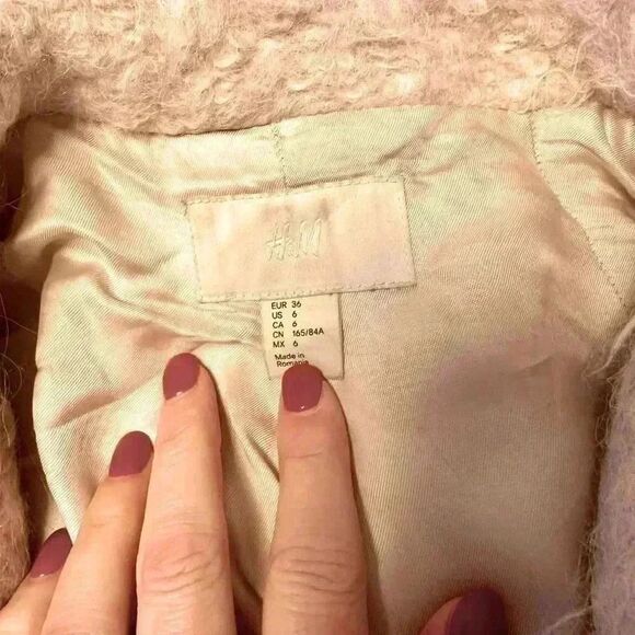 H&M full double breasted full length pale pink wool mix jacket. - Picture 6 of 9